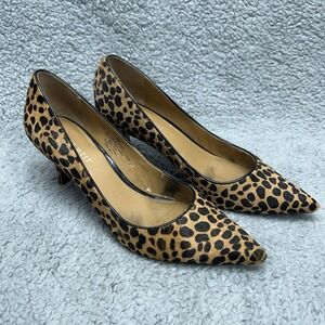 Nine West Andriana Heels Womens 6 M Animal Print Pumps Leather Real Fur
